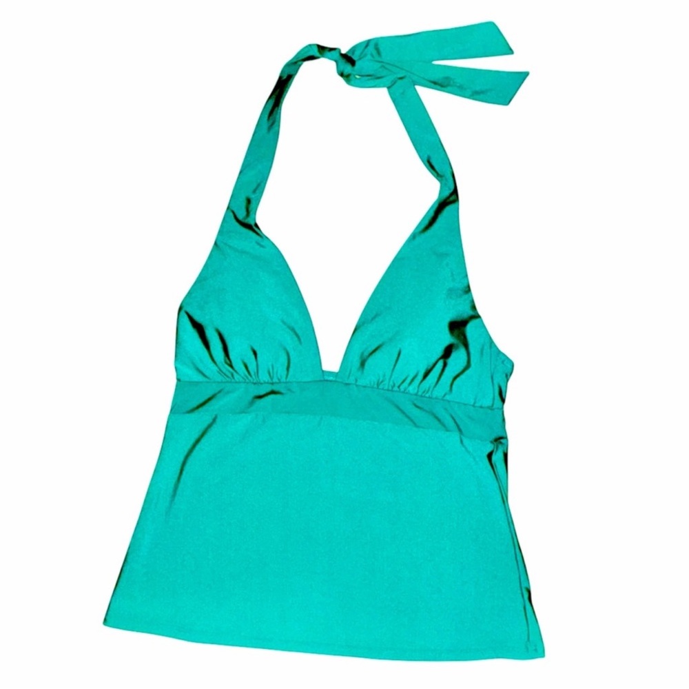 Trina Turk Turquoise Halter Tankini Swim Top, Size 6